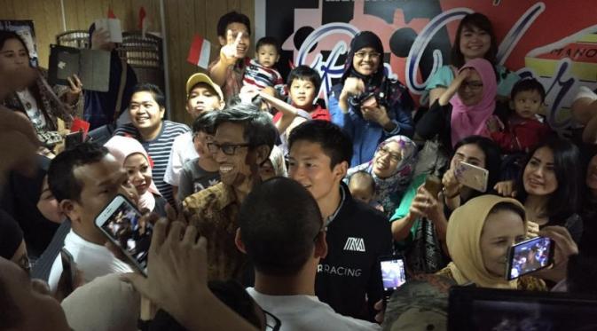 Suasana acara meet and greet Rio Haryanto dengan masyarakat Indonesia di KBRI Manama, Bahrain, Rabu (30/3/2016) malam waktu setempat. (Istimewa/Andri Hartanto) 