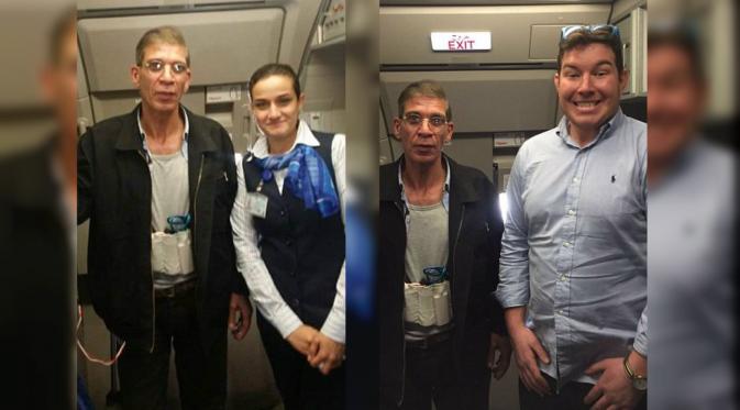 Selfie warga Inggris Ben Innes dan pramugari Eygpt Air, Niera Atef. (dailymail)