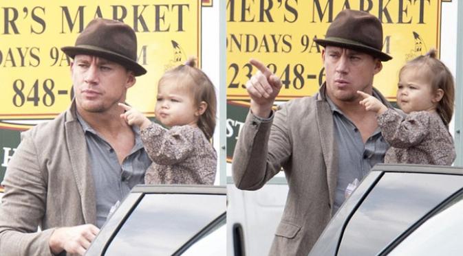 Channing Tatum bersama dengan anak perempuannya, Everly Tatum.