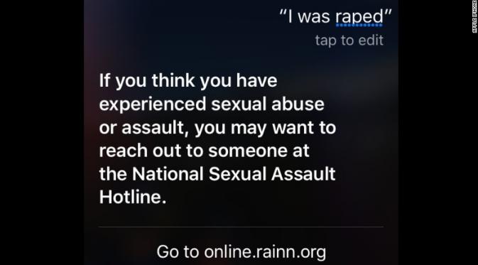 Respon Siri atas Kasus Kekerasan Seksual (Sumber: CNN).