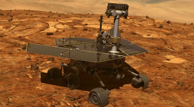 Rover Spirit milik NASA berhasil mengabadikan fenomena angin pusar di Planet Mars (Foto: NASA).