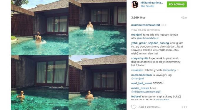 Nikita Mirzani berenang tanpa sehelai benang pun di tubuhnya [foto: instagram/nikitamirzanimawardi1]