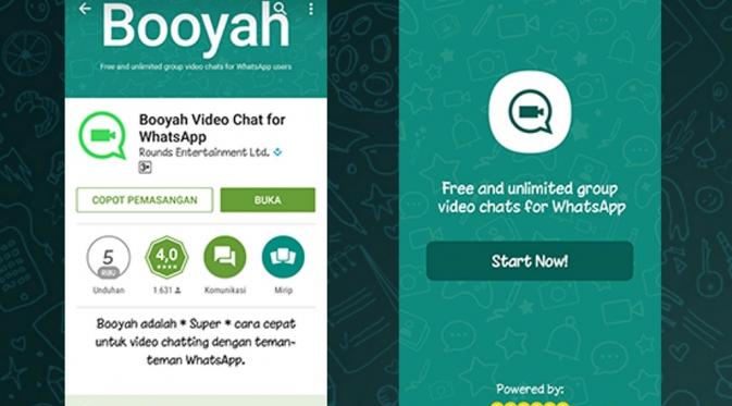Install Booyah Video Chat for WhatsApp. Gratis dan nggak perlu login. Tinggal klik Start Now. (Via: jalantikus.com)