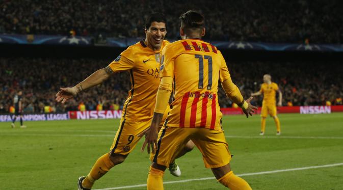 Luis Suarez jadi pahlawan Barcelona di leg pertama perempat final Liga Champions lawan Atletico Madrid (Reuters)