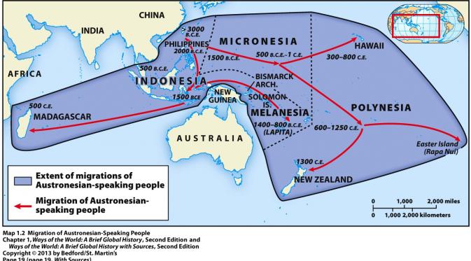 Penyebaran Budaya Austronesia (Foto: anthrogenica.com).