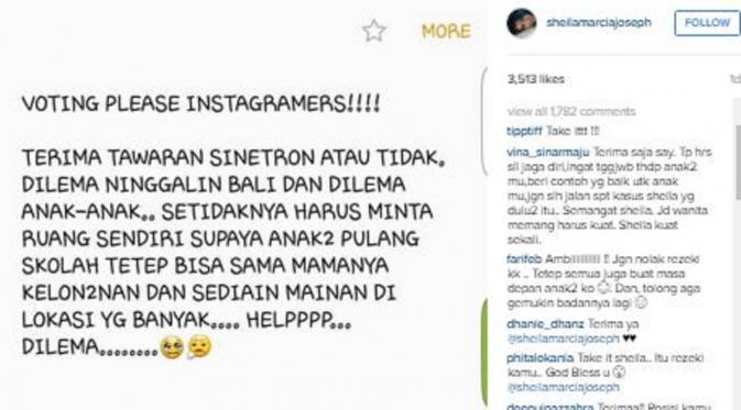 Sheila Marcia meminta tanggapan dari netizen (Instagram/@sheilamarciajoseph)