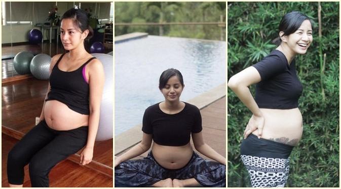 Saat hamil, Kirana Larasati tetap berolah raga dan yoga. (Instagram @kiranalarasati)