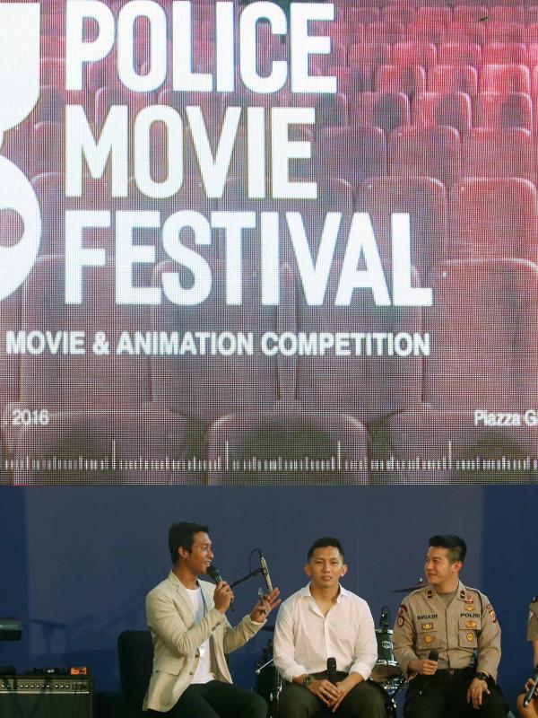 Jumpa pers Police Movie Festival di Gandaria City, Jakarta Selatan, Jumat (8/4/2016). (Sapto Purnomo)