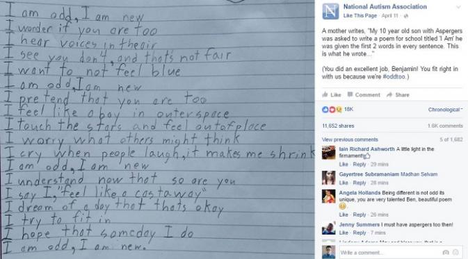 Puisi Ini Ungkap Kehidupan Anak dengan Sindrom Aspergers (sumber. Metro.co.uk)