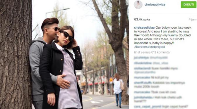 Chelsea Olivia ungkapkan rasa bahagia karena tengah mengandung buah hati pertamanya bersama Glenn Alinskie. (Instagram)