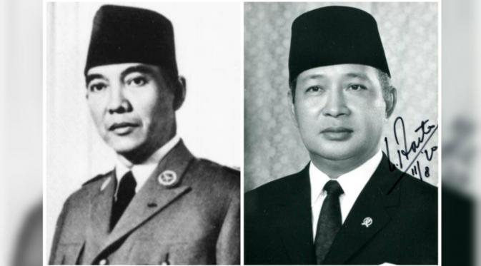 Presiden Indonesia pertama, Sukarno dan kedua, Suharto (picture-alliance/dpa dan brandesauthograps).