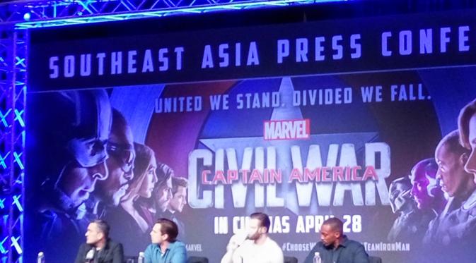 Konferensi pers dan fanmeeting Captain America: Civil War di Singapura, Kamis (21/4/2016). (Foto: Desika Pemita)