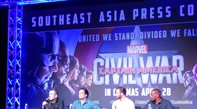 Konferensi pers dan fanmeeting Captain America: Civil War di Singapura, Kamis (21/4/2016). (Foto: Desika Pemita)