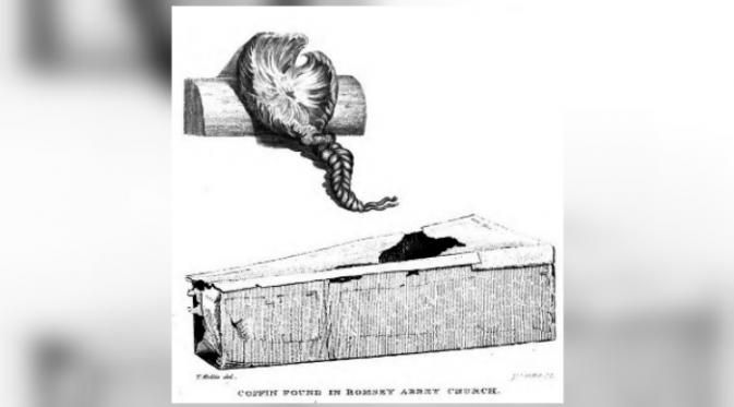 Ilustrasi yang menggambarkan penemuan rambut kepang di dalam peti di majalah Gentleman pada 1840 (BBC)