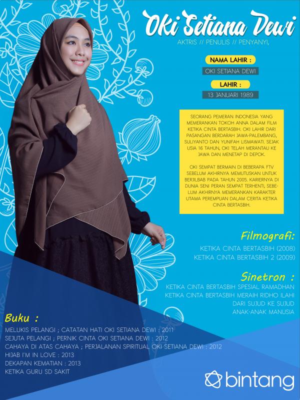 Celeb Bio Oki Setiana Dewi (Fotografer: Adrian Putra, Desain: Muhammad Iqbal Nurfajri/bintang.com)