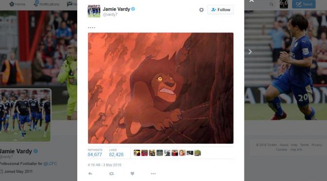 Jamie Vardy membalas sindiran pemain Spurs Harry Kane (Twitter)