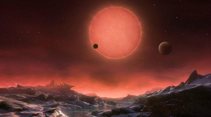 Bintang katai TRAPPIST 1 sebagai pusat orbit 3 planet yang memiliki ukuran seperti Bumi (ESO/M. Kornmesser)