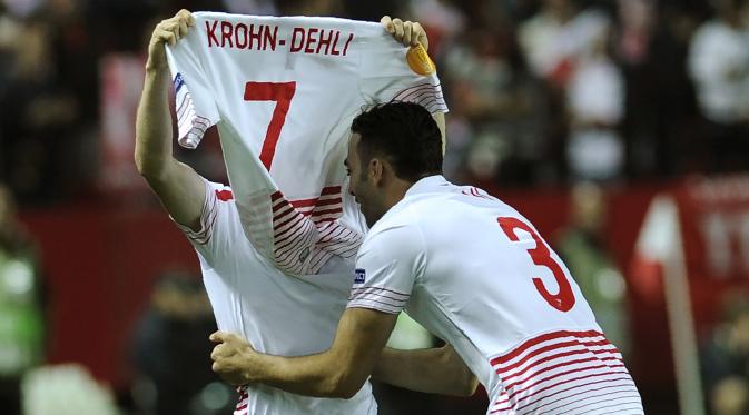 Sevilla merayakan sukses ke final Europa League