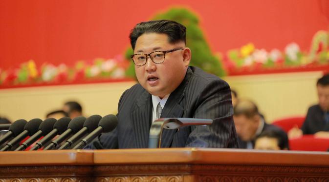 Kim Jong-un dalam Kongres Partai Buruh Ke-7 Korea Utara (Reutes)
