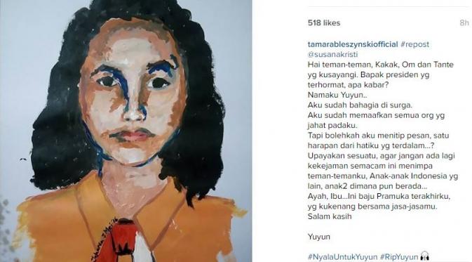 Tamara Bleszynski ikut mendoakan atas tewasnya Yuyun (Instagram/@tamarableszynskiofficial)