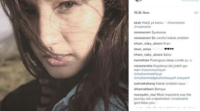 Hamish Daud goda Nadine Chandrawinata di Instagram