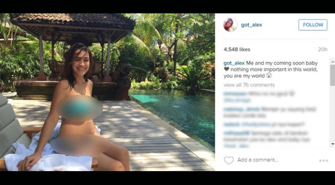 Alexandra Gottardo pamer kehamilan melalui akun Instagram pribadinya. (Instagram)
