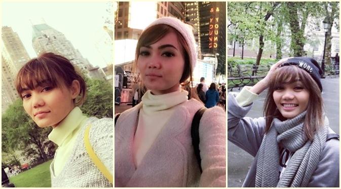 Rina Nose berjalan di sekitar Time Square dan Manhathan, New York. (Instagram @rinanose16)