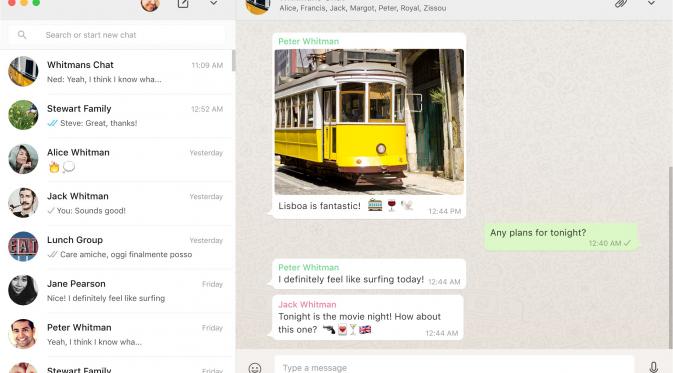 Screenshoot aplikasi WhatsApp yang diinstall di komputer (Sumber: Venture Beat).