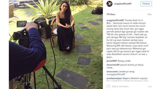 Anggita Sari bakal blak-blakan soal keterlibatannya dalam kasus prostitusi artis [foto: instagram]s