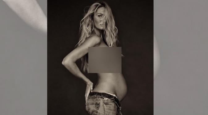 Candice Swanepoel menunjukan perut hamilnya, (Instagram)