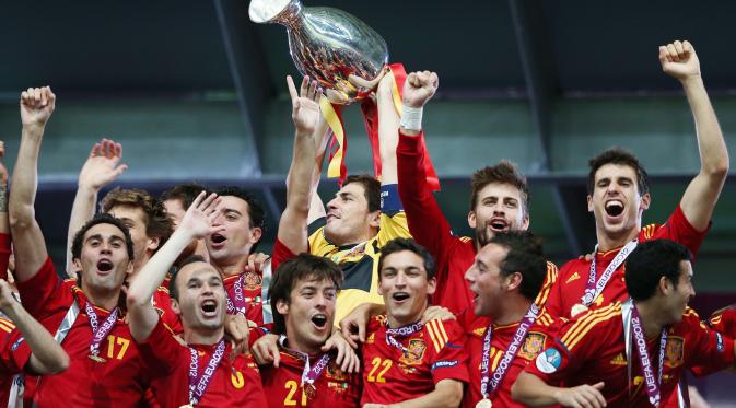 Tim Nasional Spanyol saat menjadi juara di Piala Eropa 2012. (fordhamobserver)