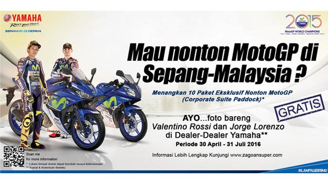 Kunjungi dealer Yamaha, selfie “Z” bareng gambar Lorenzo & Rossi. Bersiaplah ke Sepang, Malaysia untuk nonton langsung MotoGP!