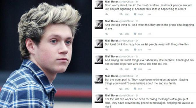 Niall Horan ungkapkan curahan hatinya saat diserang penggemar melalui Twitter pribadinya. (Twitter)