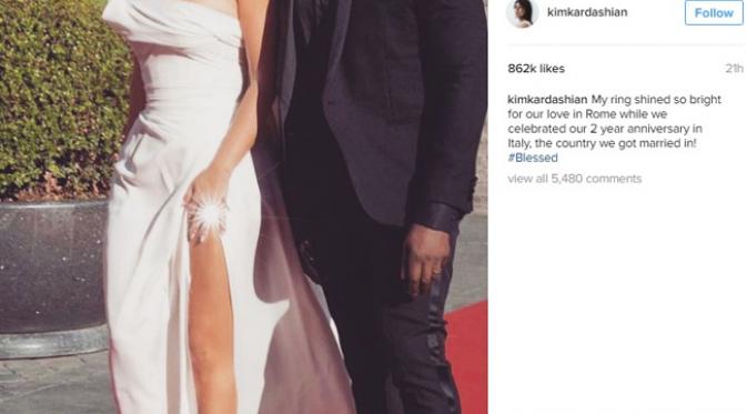 Kim Kardashian rayakan ulang tahun pernikahan yang kedua. (Instagram)