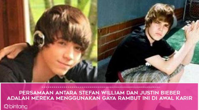 Stefan William dan Justin Bieber (Foto: Bintang Pictures, Desain: Muhammad Iqbal Nurfajri)