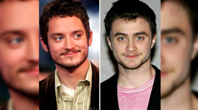 Dua selebriti Hollywood yang serupa tapi tak sama, Elijah Wood dan Daniel Radcliffe (sumber: Smoosh)