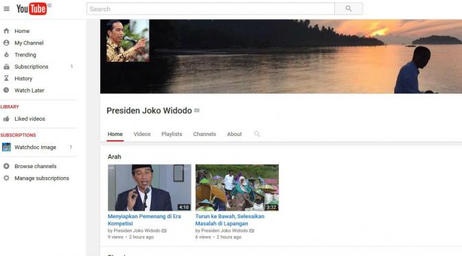 Presiden Jokowi meluncurkan akun resmi di youtube