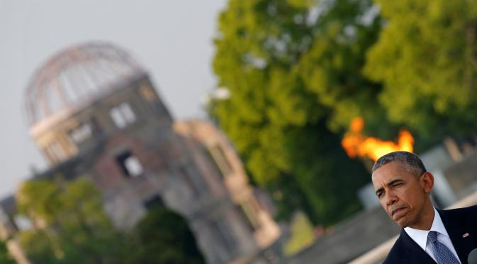 Obama mengkampanyekan dunia tanpa senjata nuklir di Hiroshima (REUTERS/Kimimasa Mayama)