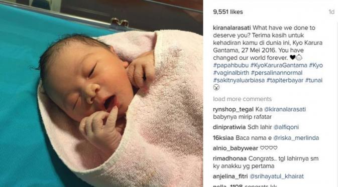 Kirana Larasati melahirkan bayi laki-laki (Instagram/@kiranalarasati)