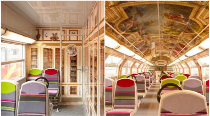 Setelah renovasi, bagian dalam kereta komuter tampil indah menawan seakan sedang berada dalam istana raja. (Sumber Maxime Huriez/SCNF via The Local)