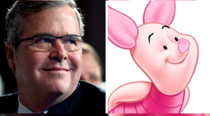 Politisi AS, Jeb Bush berwajah seperti Piglet dalam film 'Pooh' (sumber: EMGM)