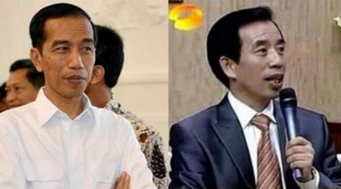 Foto sanding Presiden RI Jokowi dan presenter TV di China, mirip kah? | Via: istimewa