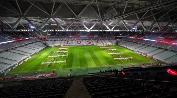 Stadion Pierre Mauroy diambil dari nama mantan Walikota Lille dan Perdana Menteri Prancis. Dibangun tahun 2012 dan mampu menampung 50.186 penonton. (AFP/Philippe Huguen)