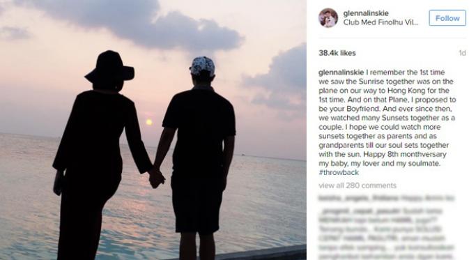 Kemesraan Chelsea Olivia dan Glenn Alinskie di bulan kedelapan pernikahan. (Instagram)