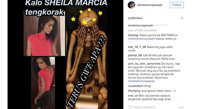 Sheila Marcia Joseph disebut mirip tengkorak [foto: instagram/sheilamarciajoseph]