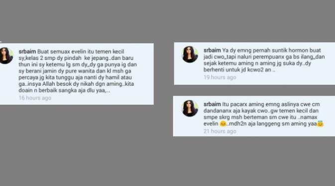 Penjelasan Sahabat Evelyn (Source: Instagram)