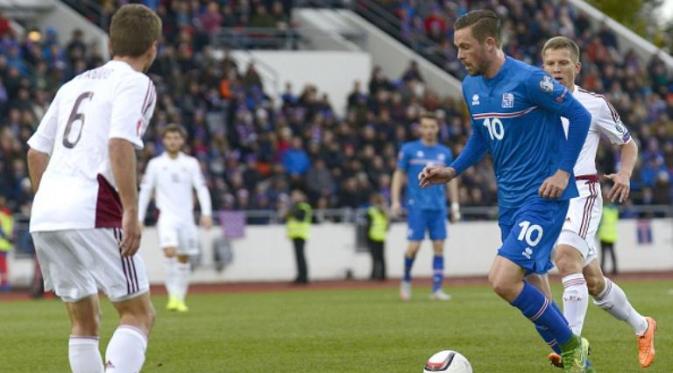 Gelandang tim nasional Islandia, Gylfi Sigurdsson. (AFP/Halldor Kolbeins)