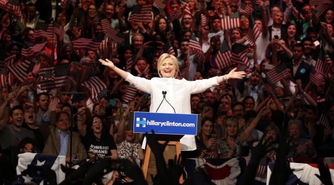 Kemenangan di New Jersey memantapkan posisi Hillary Clinton sebagai capres Demokrat (Reuters)