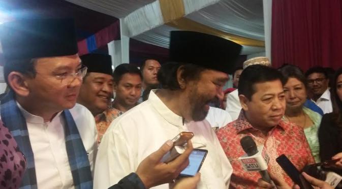 Gubernur DKI Jakarta Ahok bersama Surya Paloh dan Setya Novanto buka puasa bersama (Liputan6.com/ Delvira Chaerani Hutabarat)