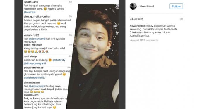Ridwan Kamil sindir netizen melalui Instagram pribadinya. (Instagram)